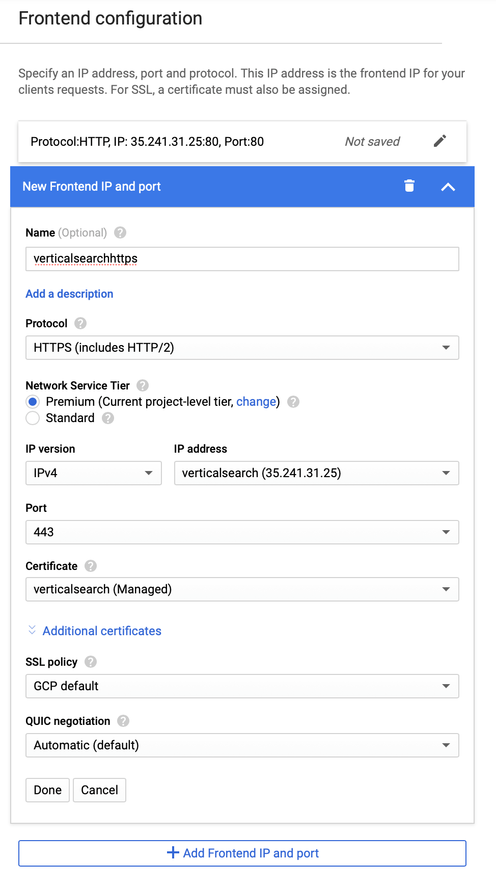 frontend configuration