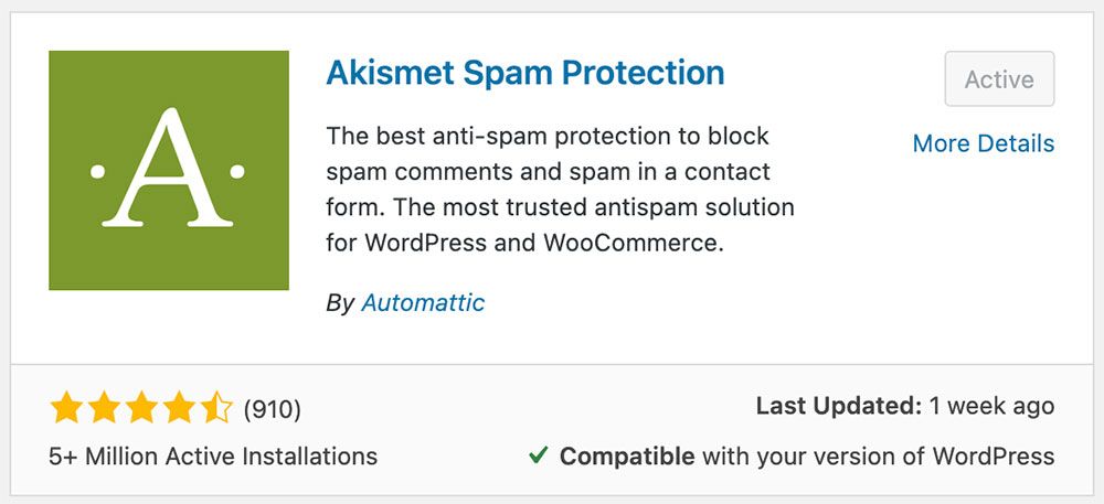 akismet spam protection