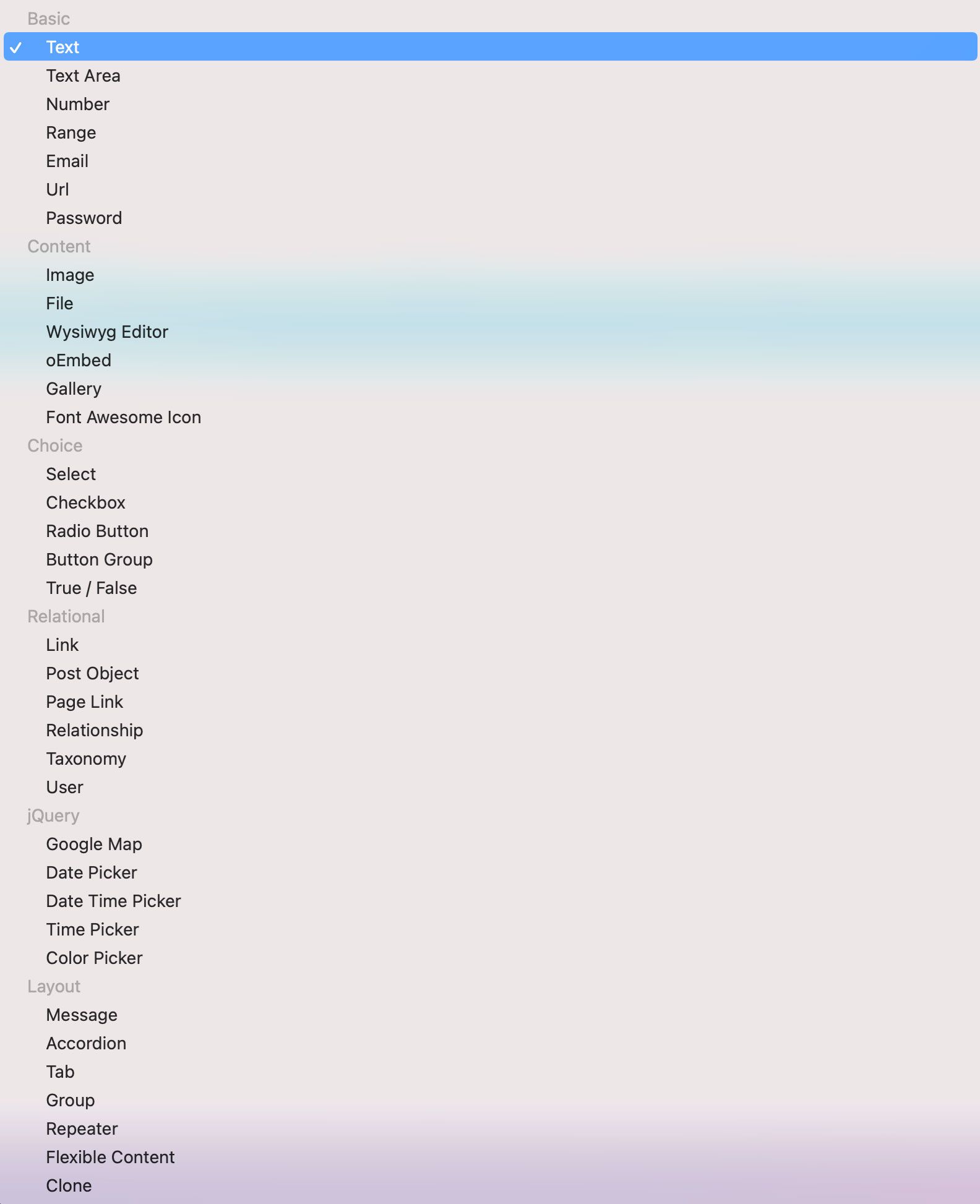 basic fields