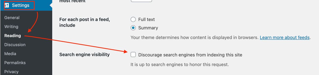 In WordPress, Click Discourage Search Engines